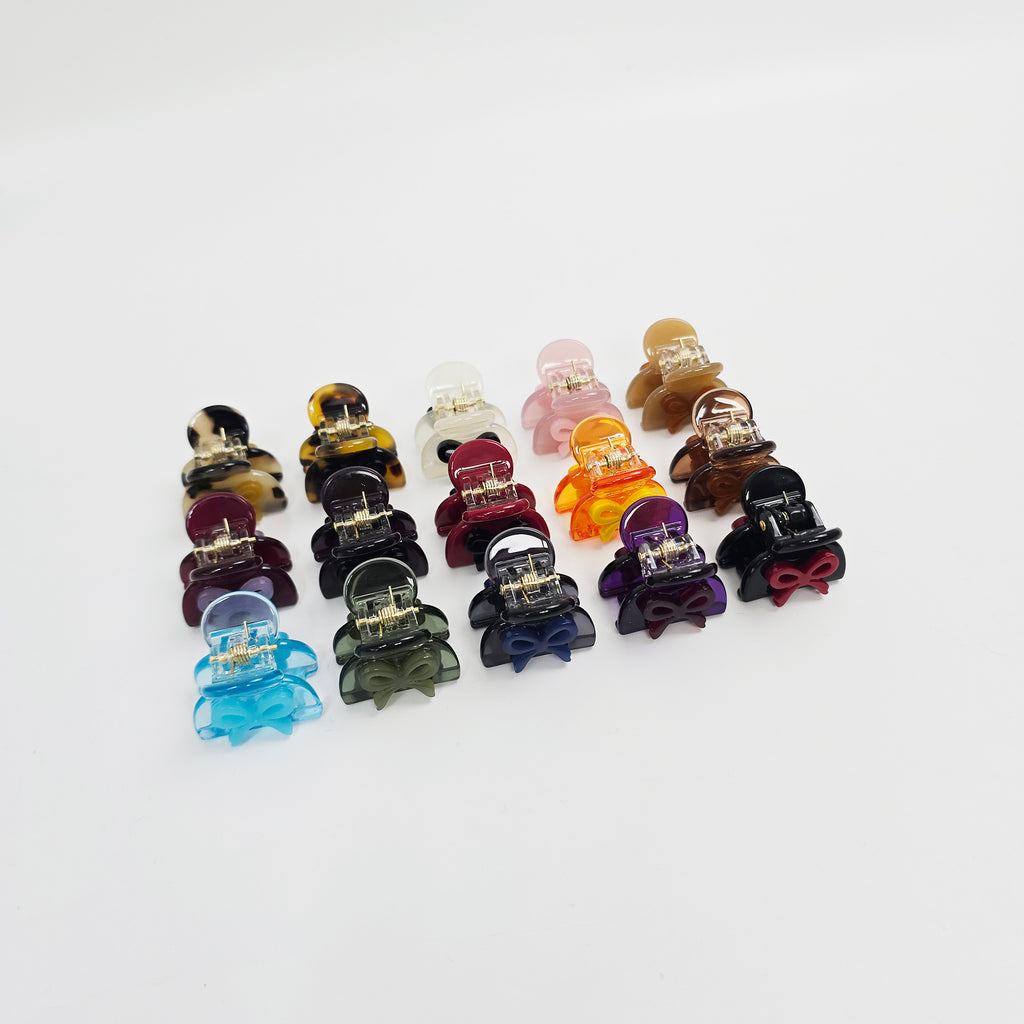 Bow Extra Mini Hair Claw Clip 1.0 in – Tortoise Shell, Clear, French-style