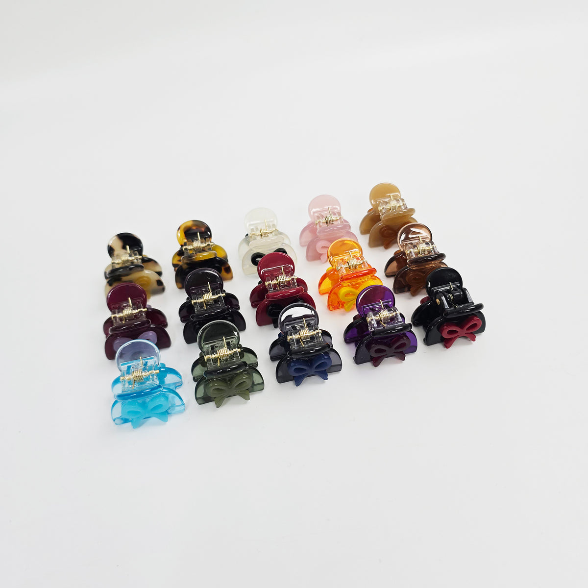 Bow Extra Mini Hair Claw Clip 1.0 in – Tortoise Shell, Clear, French-style
