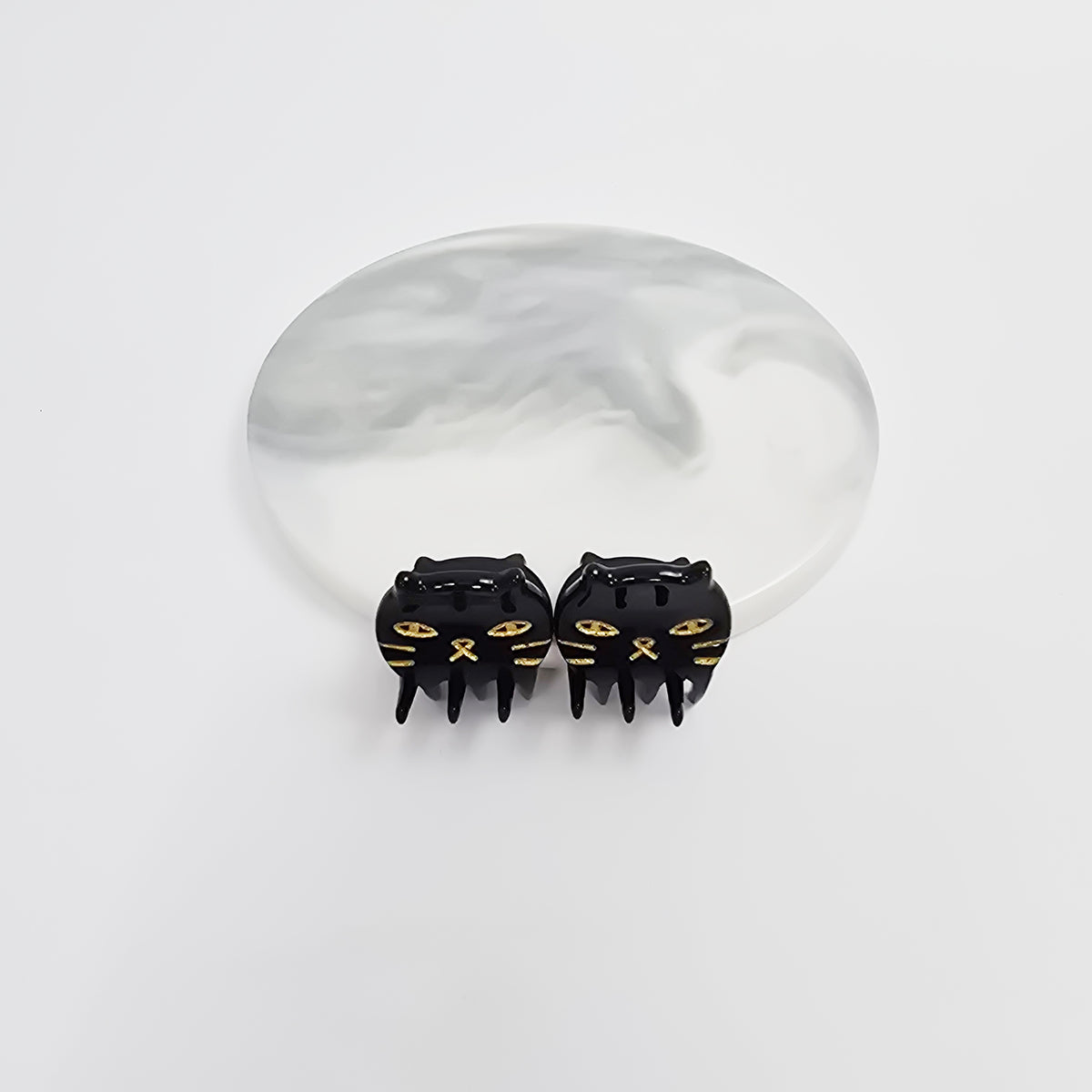 Cat Extra Mini Hair Claw Clips Set of 2 0.8 in – Tortoise Shell, Pastel
