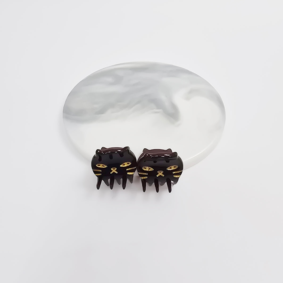 Cat Extra Mini Hair Claw Clips Set of 2 0.8 in – Tortoise Shell, Pastel