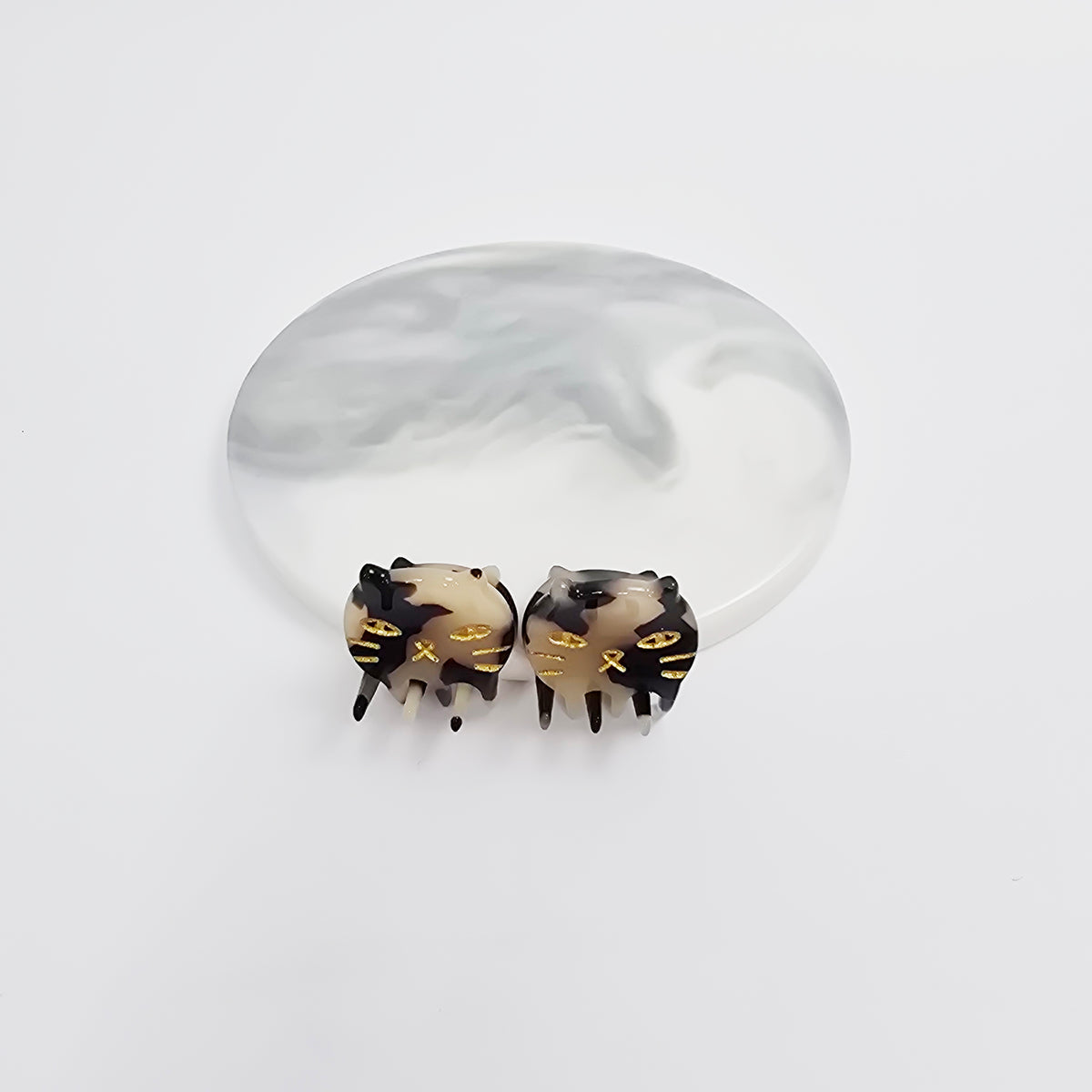 Cat Extra Mini Hair Claw Clips Set of 2 0.8 in – Tortoise Shell, Pastel