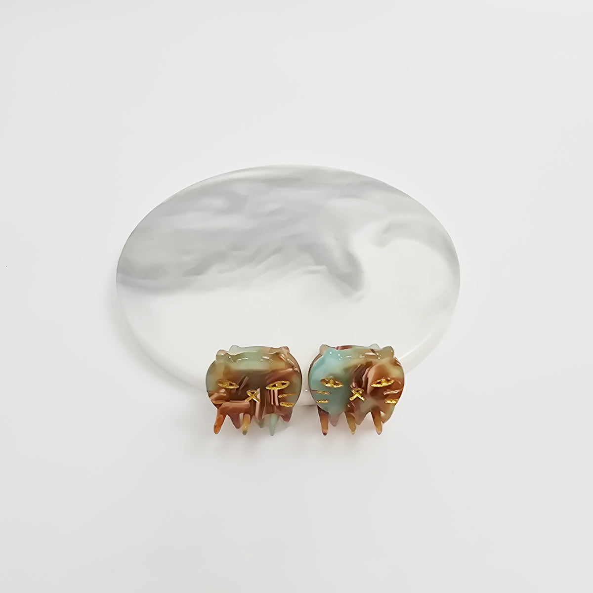 Cat Extra Mini Hair Claw Clips Set of 2 0.8 in – Tortoise Shell, Pastel