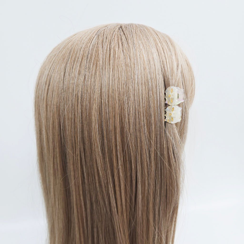 Cat Extra Mini Hair Claw Clips Set of 2 0.8 in – Tortoise Shell, Pastel