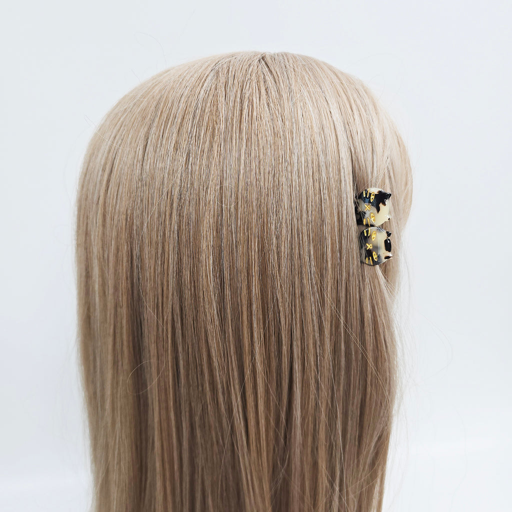 Cat Extra Mini Hair Claw Clips Set of 2 0.8 in – Tortoise Shell, Pastel