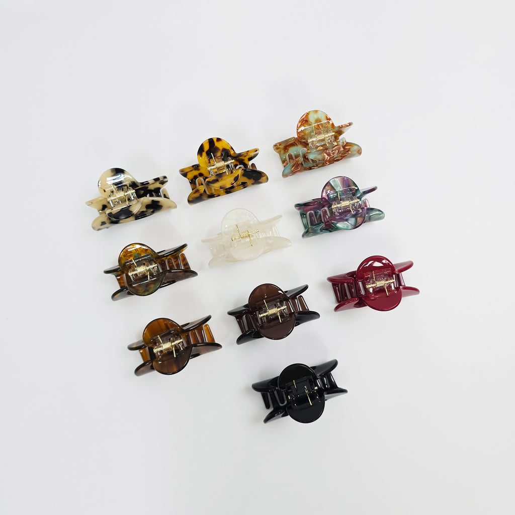 Swirl Wave Mini Hair Claw Clip 2.4 in – Tortoise Shell, for Half-Up