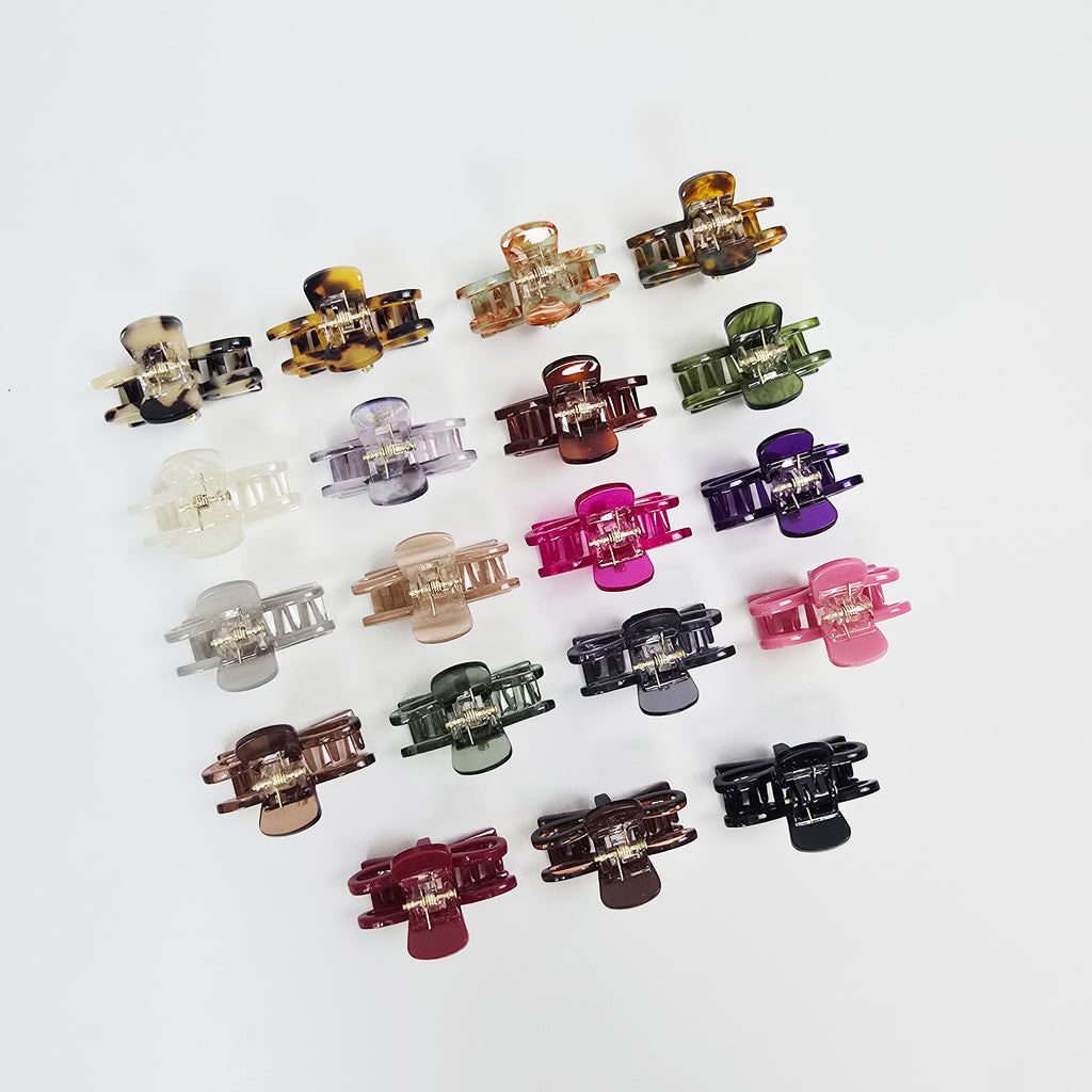 Ribbon Mini Hair Claw Clip 1.6 in – Tortoise Shell, Clear, French-style