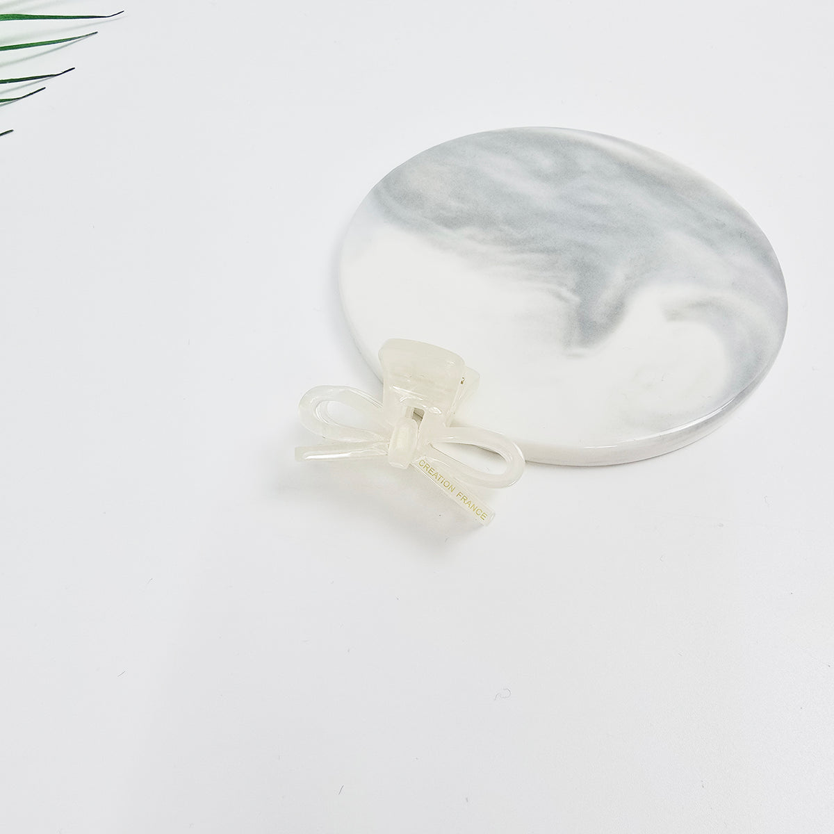 Ribbon Mini Hair Claw Clip 1.6 in – 5 Aurora White
