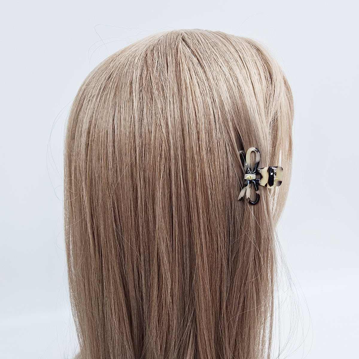 Ribbon Mini Hair Claw Clip 1.6 in – Tortoise Shell, Clear, French-style