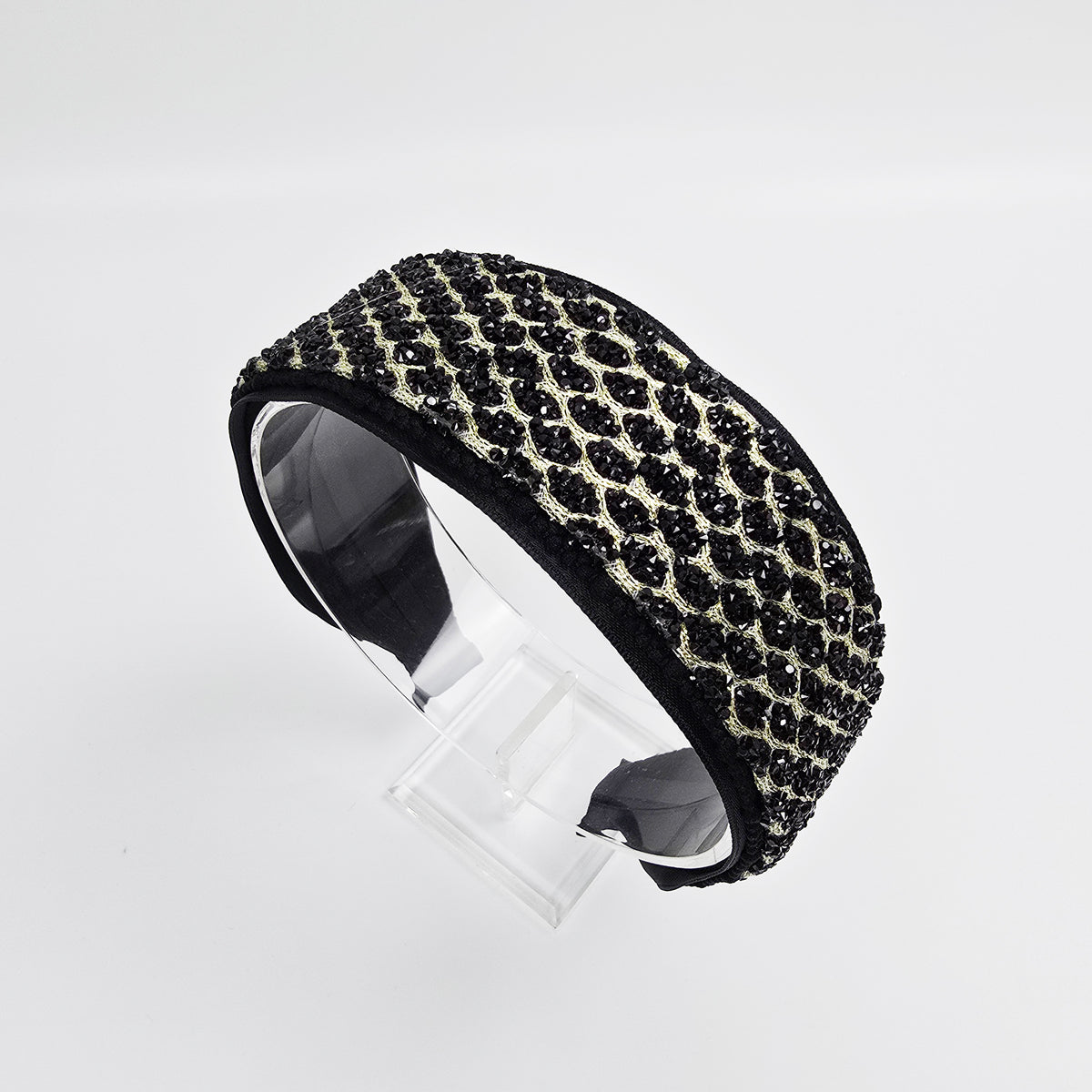 Honeycomb Bead Wide Headband 2.0 in wide – Glass Beads, French-style