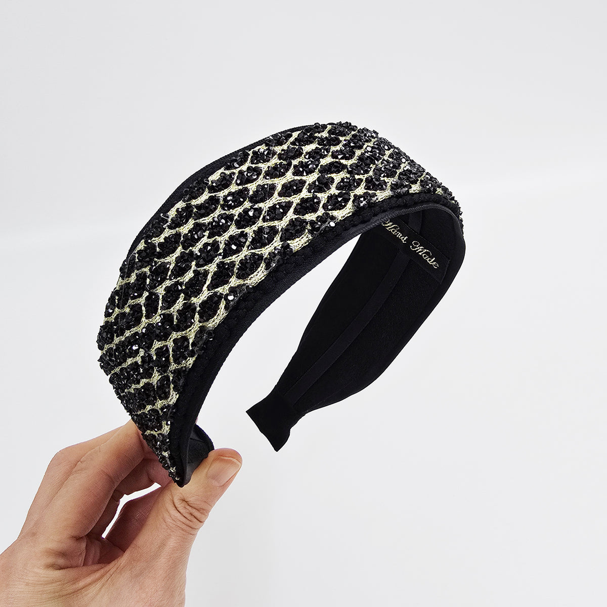 Honeycomb Bead Wide Headband 2.0 in wide – Glass Beads, French-style