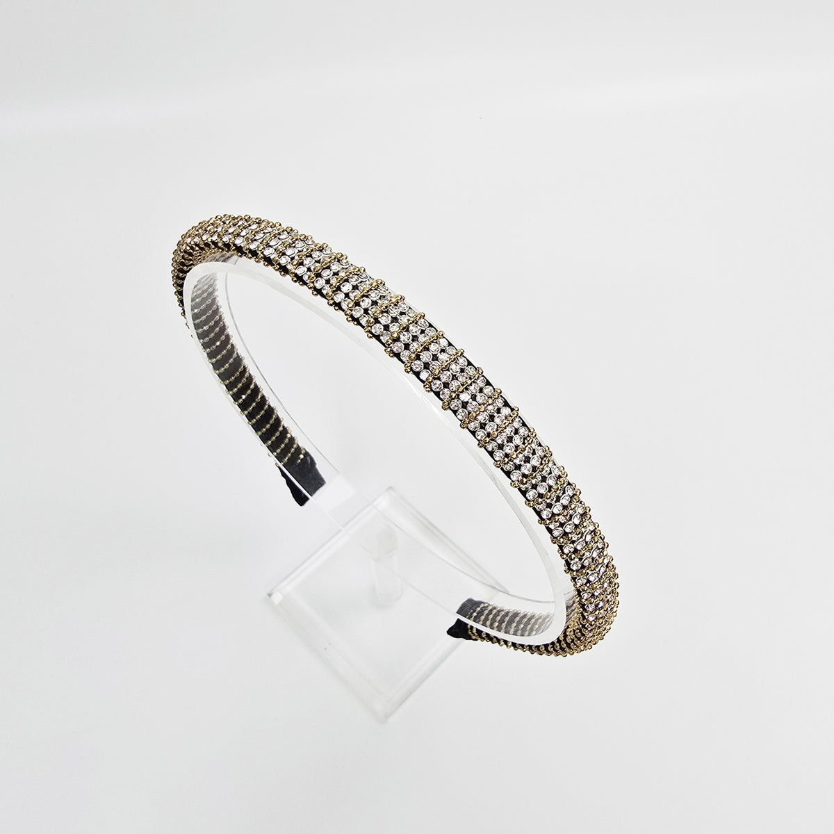 Crystal Bead Thin Headband 0.4 in wide – 2 Black