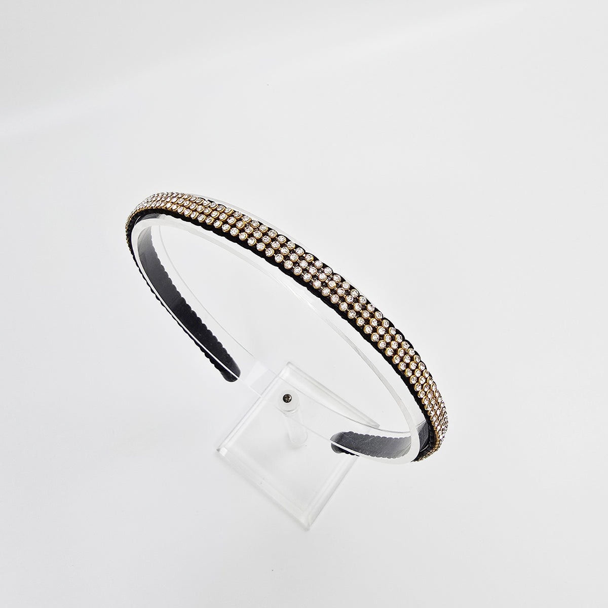 Triple Line Crystal Thin Headband 0.4 in wide – Silver, Gold, French-style