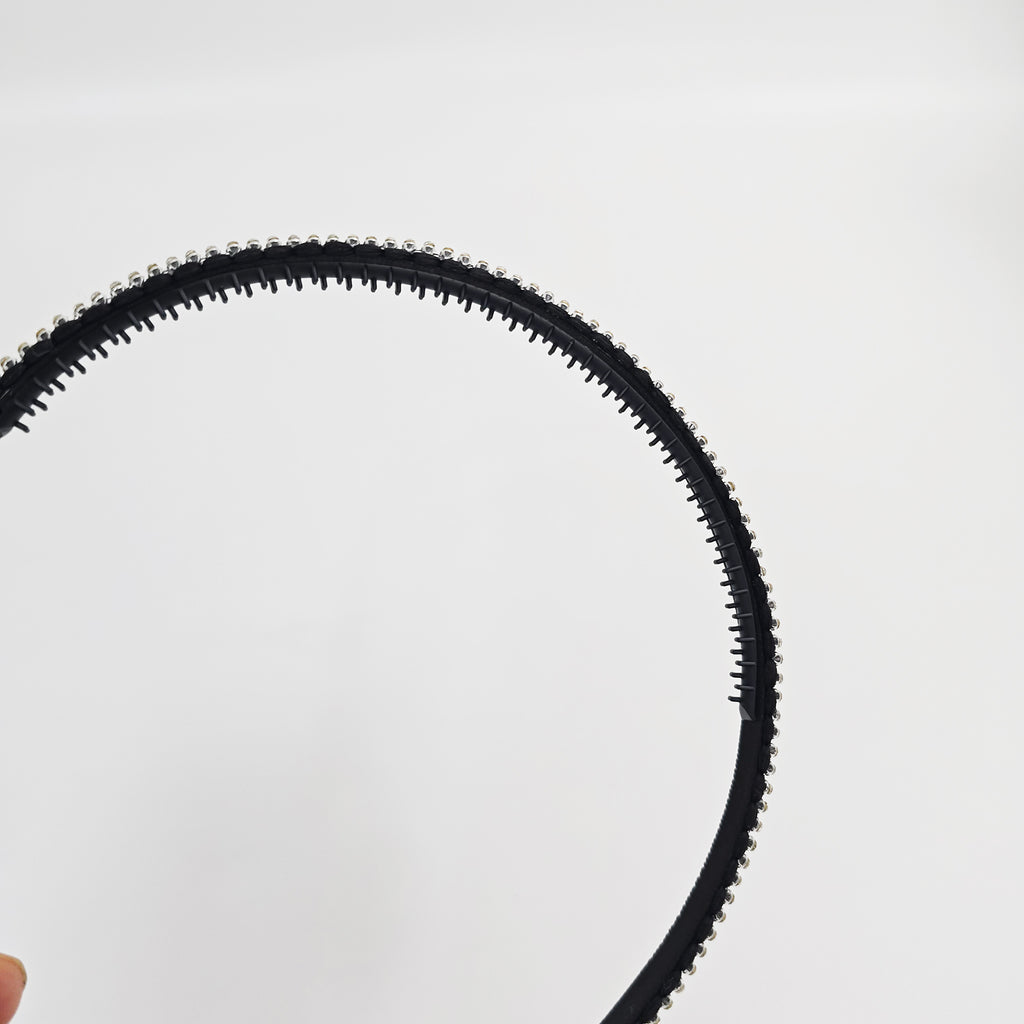 Triple Line Crystal Thin Headband 0.4 in wide – Silver, Gold, French-style