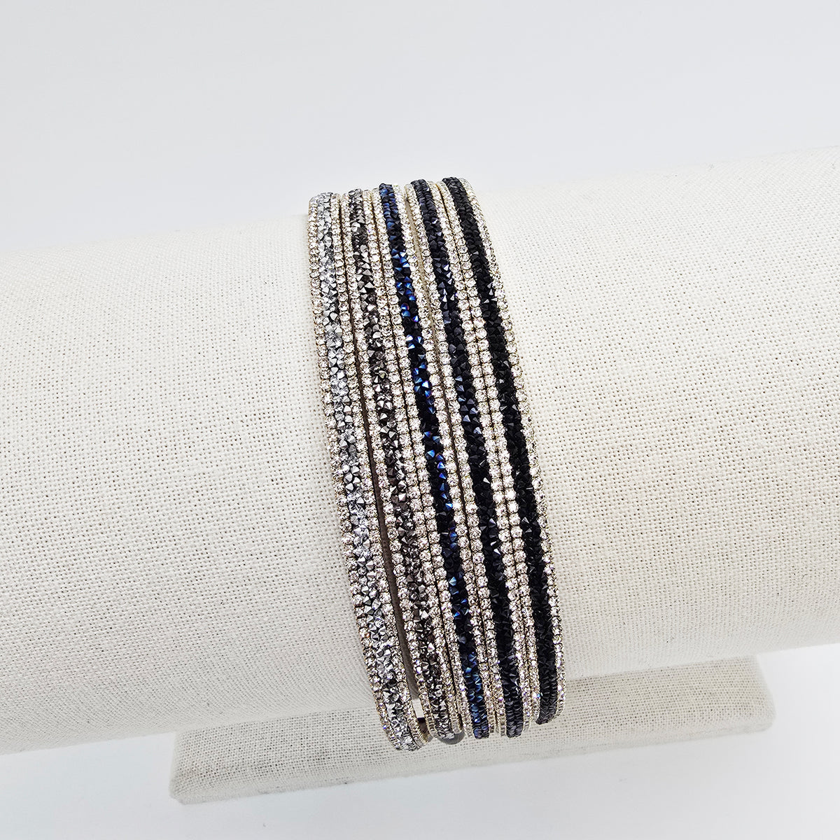 Double Line Crystal Thin Headband 0.3 in wide – Cubic, French-style