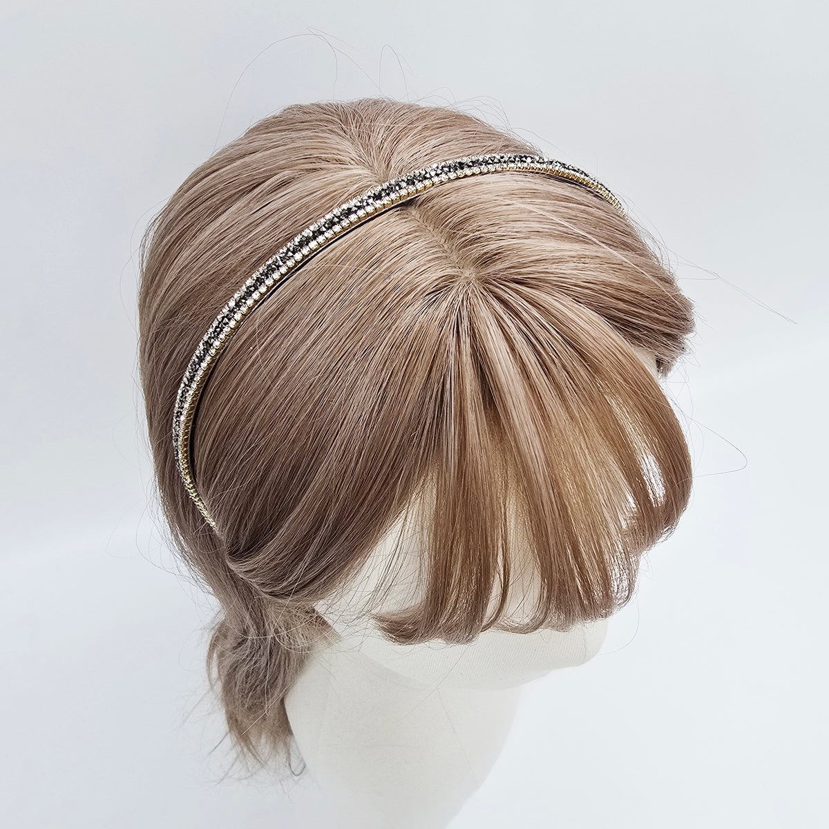 Double Line Crystal Thin Headband 0.3 in wide – Cubic, French-style