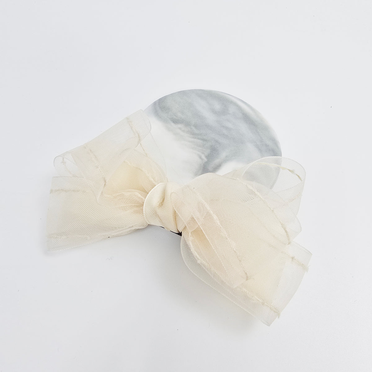 Stitched Organza Big Bow Hair Barrette 5.5 in – Satin, Sheer, French Pin