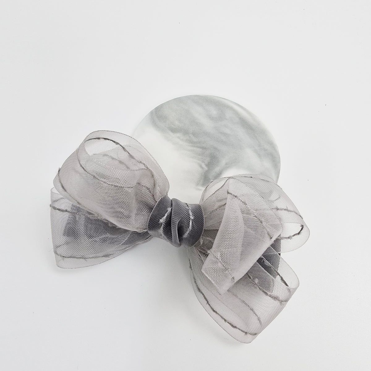 Stitched Organza Big Bow Hair Barrette 5.5 in – Satin, Sheer, French Pin