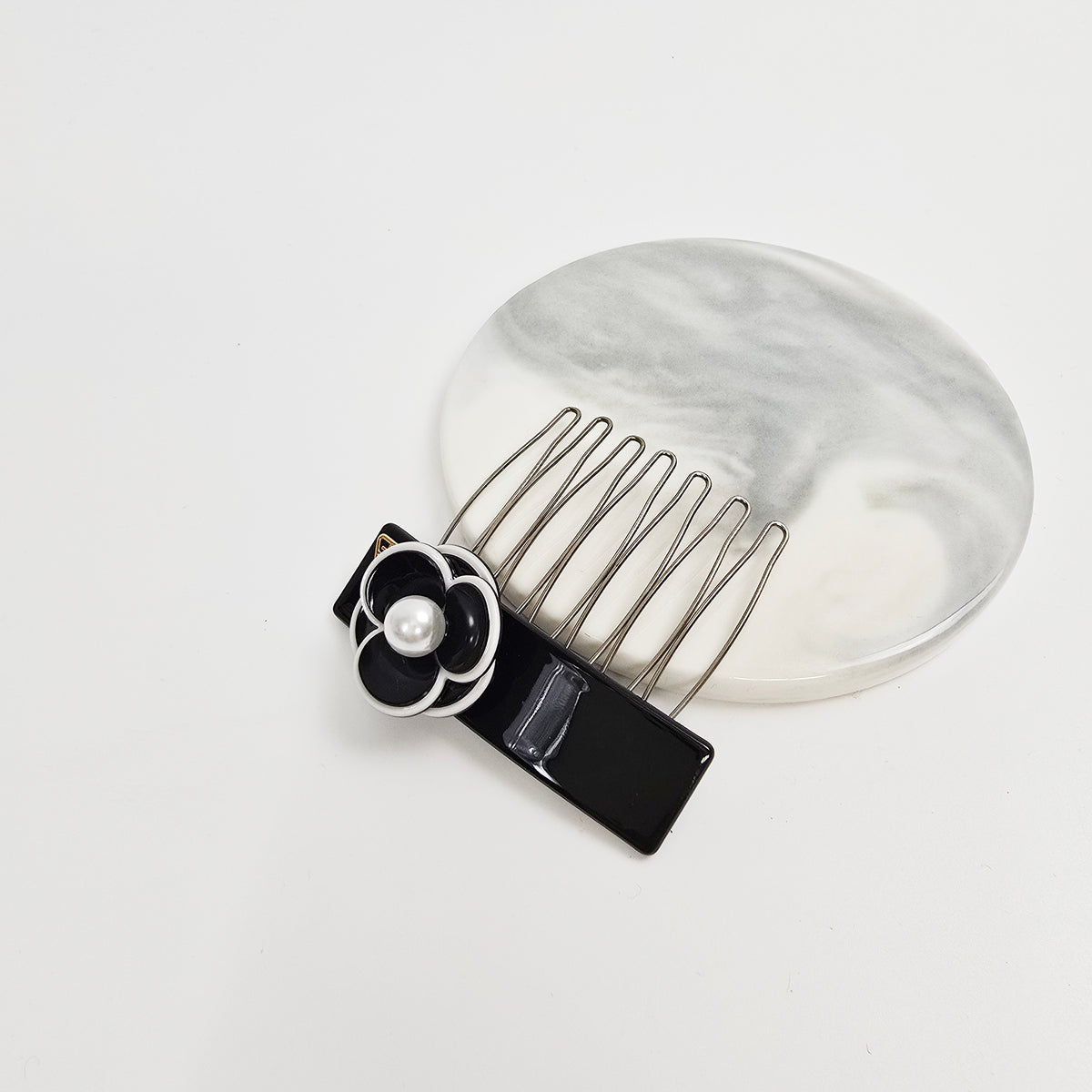 Pansy Pearl Mini Hair Comb Pin 2.2 in – Tortoise Shell, Pastel, French Pin