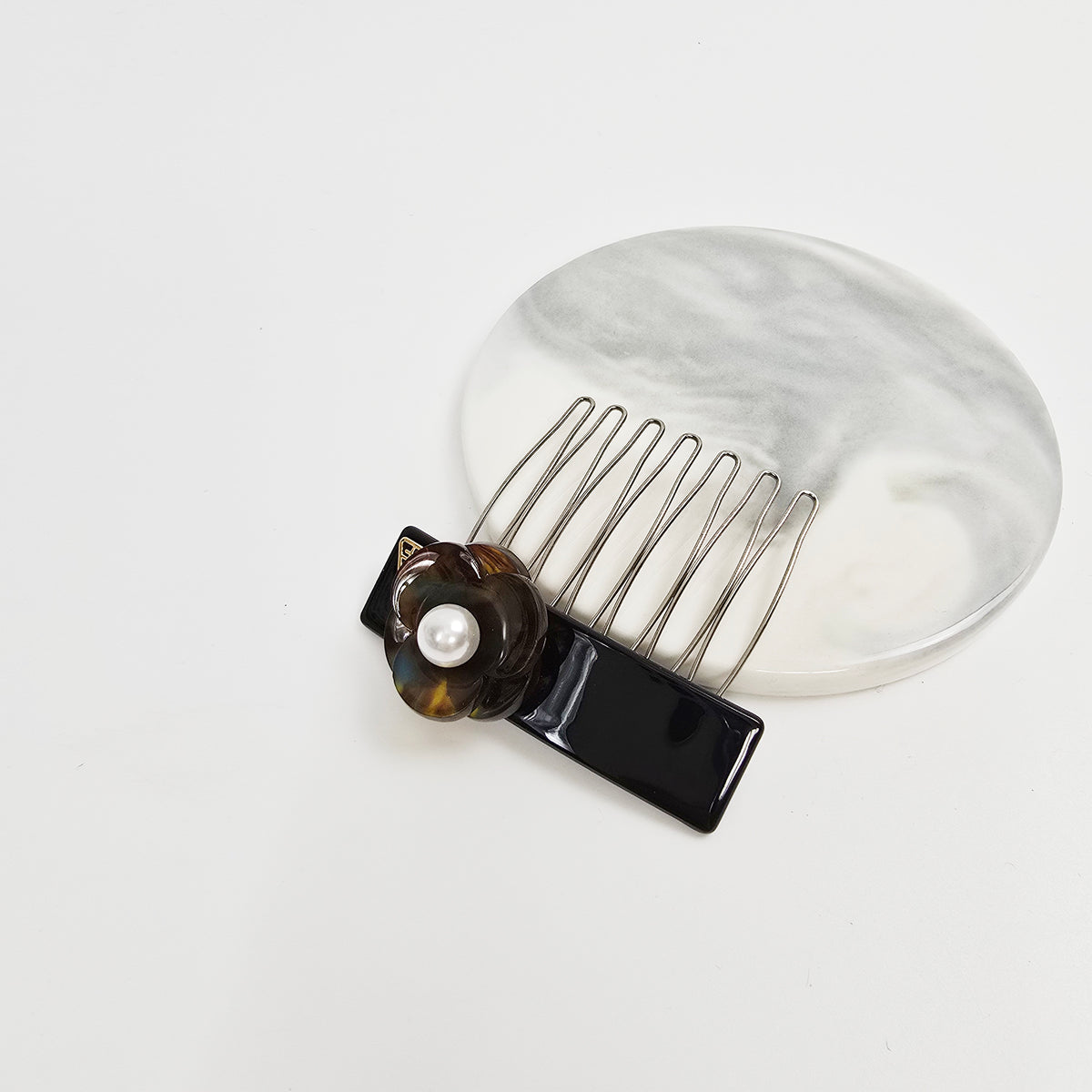 Pansy Pearl Mini Hair Comb Pin 2.2 in – Tortoise Shell, Pastel, French Pin