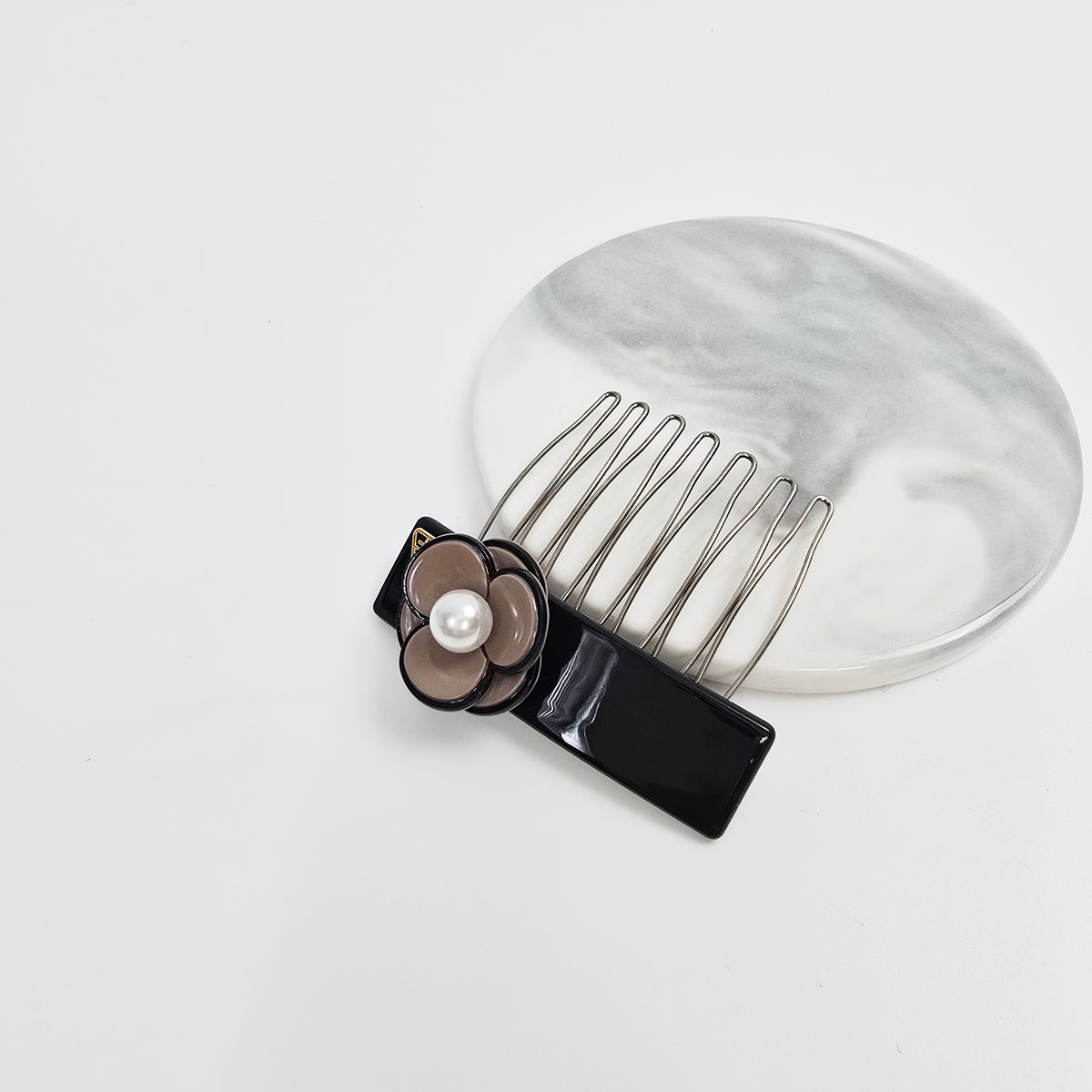 Pansy Pearl Mini Hair Comb Pin 2.2 in – Tortoise Shell, Pastel, French Pin