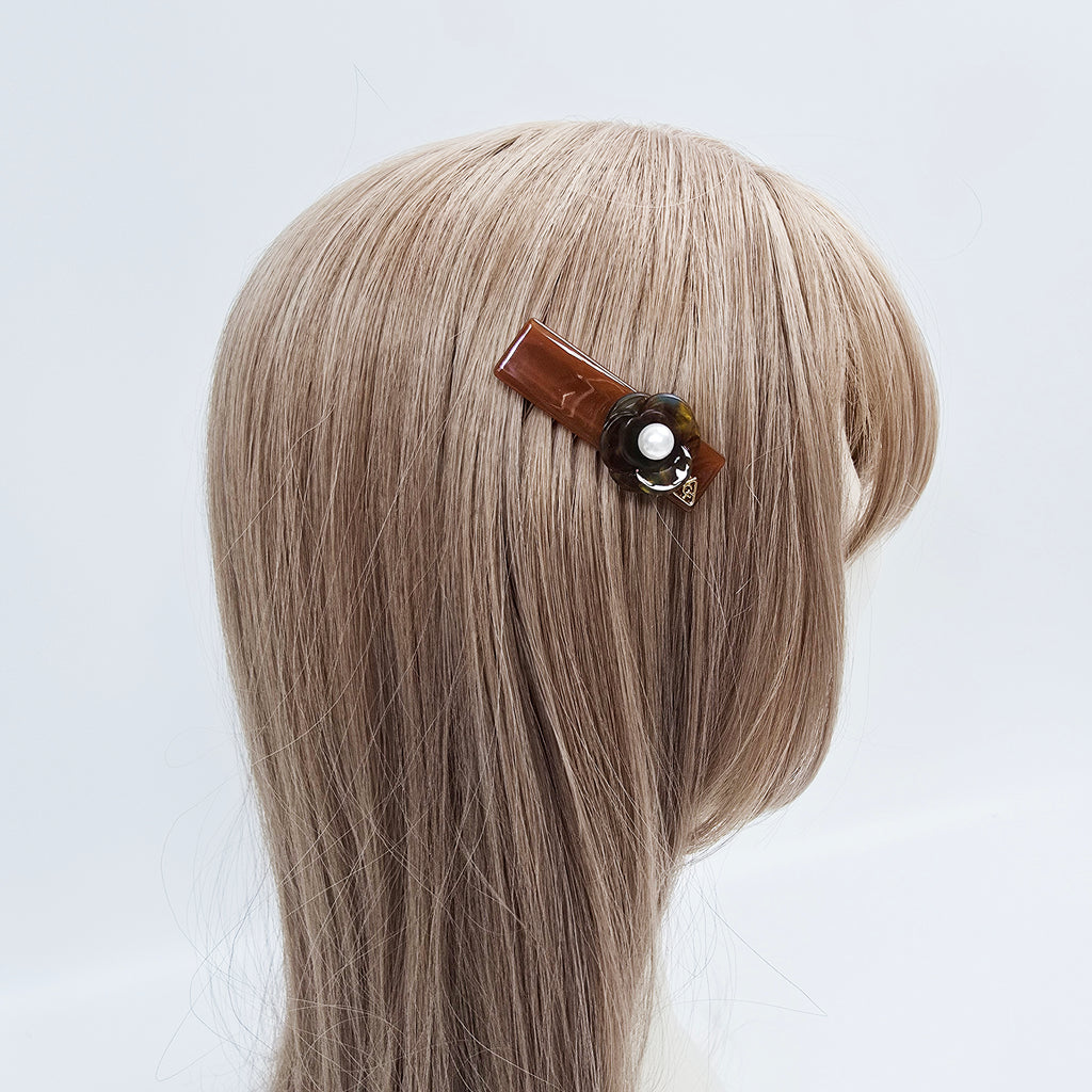 Pansy Pearl Mini Hair Comb Pin 2.2 in – Tortoise Shell, Pastel, French Pin