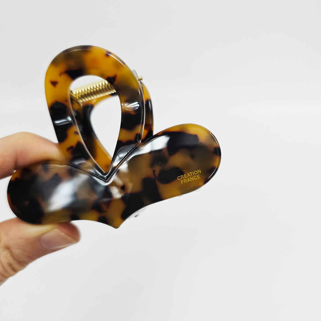 Heart Wave Small Hair Claw Clip 3.1 in – Tortoise Shell, Aurora