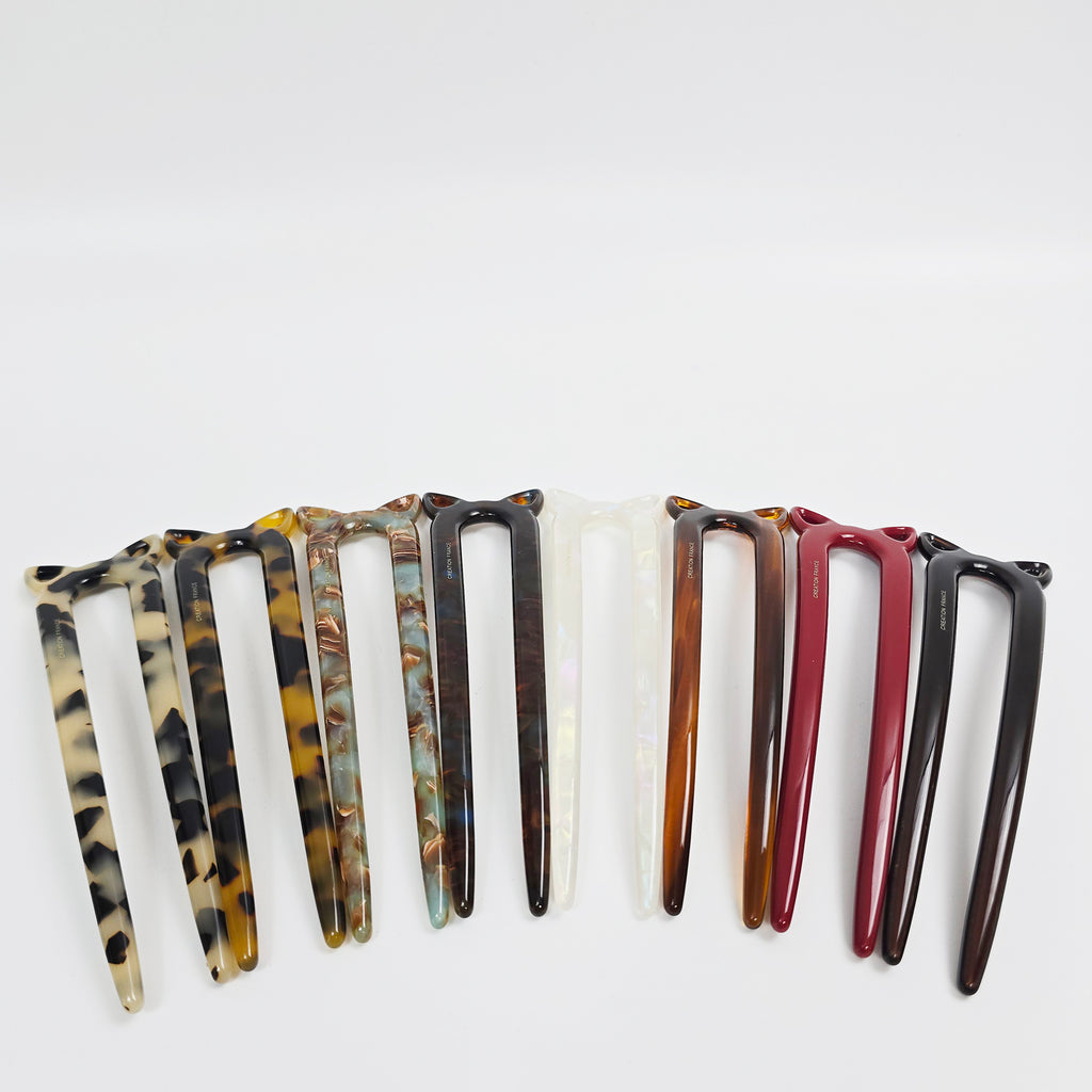 Cat Ear Long U-Shape Hair Stick 5.5 in – Tortoise Shell, French Pin