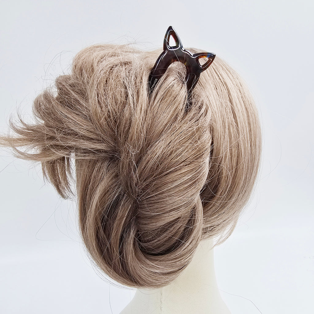 Cat Ear Long U-Shape Hair Stick 5.5 in – Tortoise Shell, French Pin