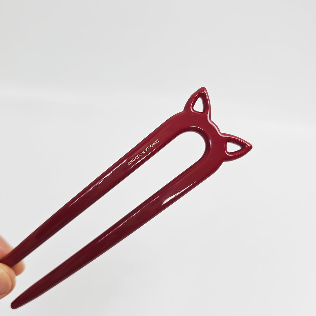Cat Ear Long U-Shape Hair Stick 5.5 in – Tortoise Shell, French Pin