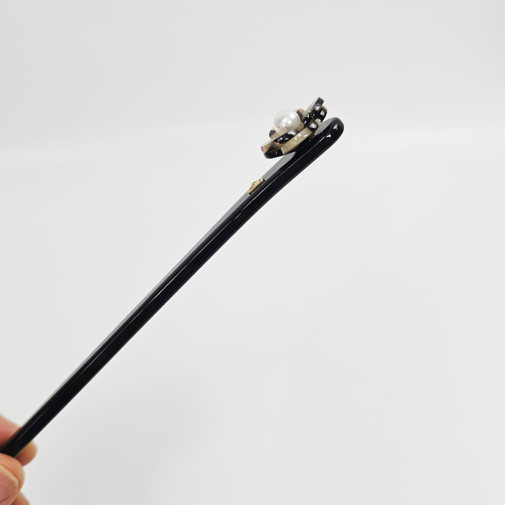 Pansy Pearl Hair Stick 7.1 in – Tortoise Shell, Pastel, French Pin