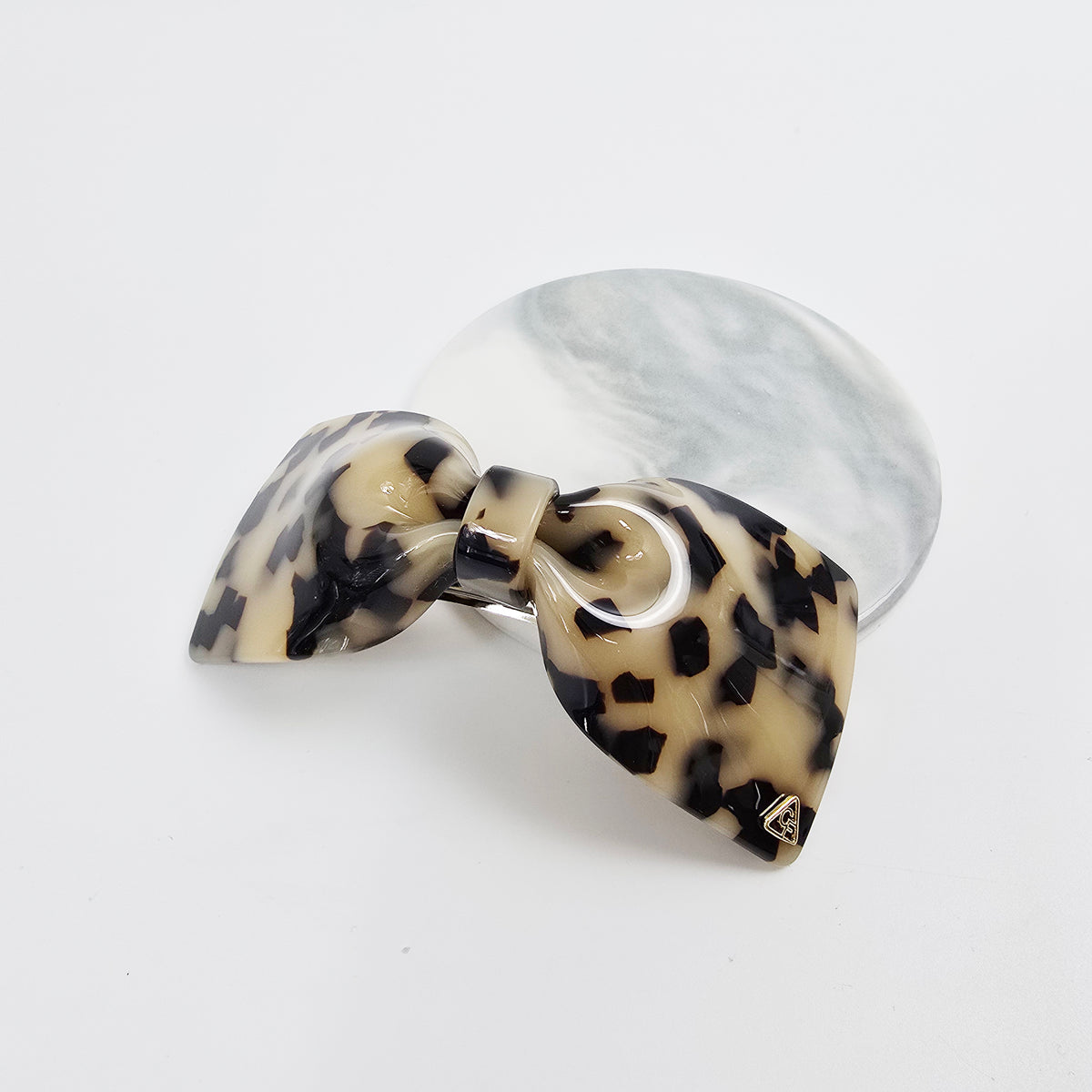 Glassy Big Bow Hair Barrette 3.9 in – Tortoise Shell, Aurora, French Pin