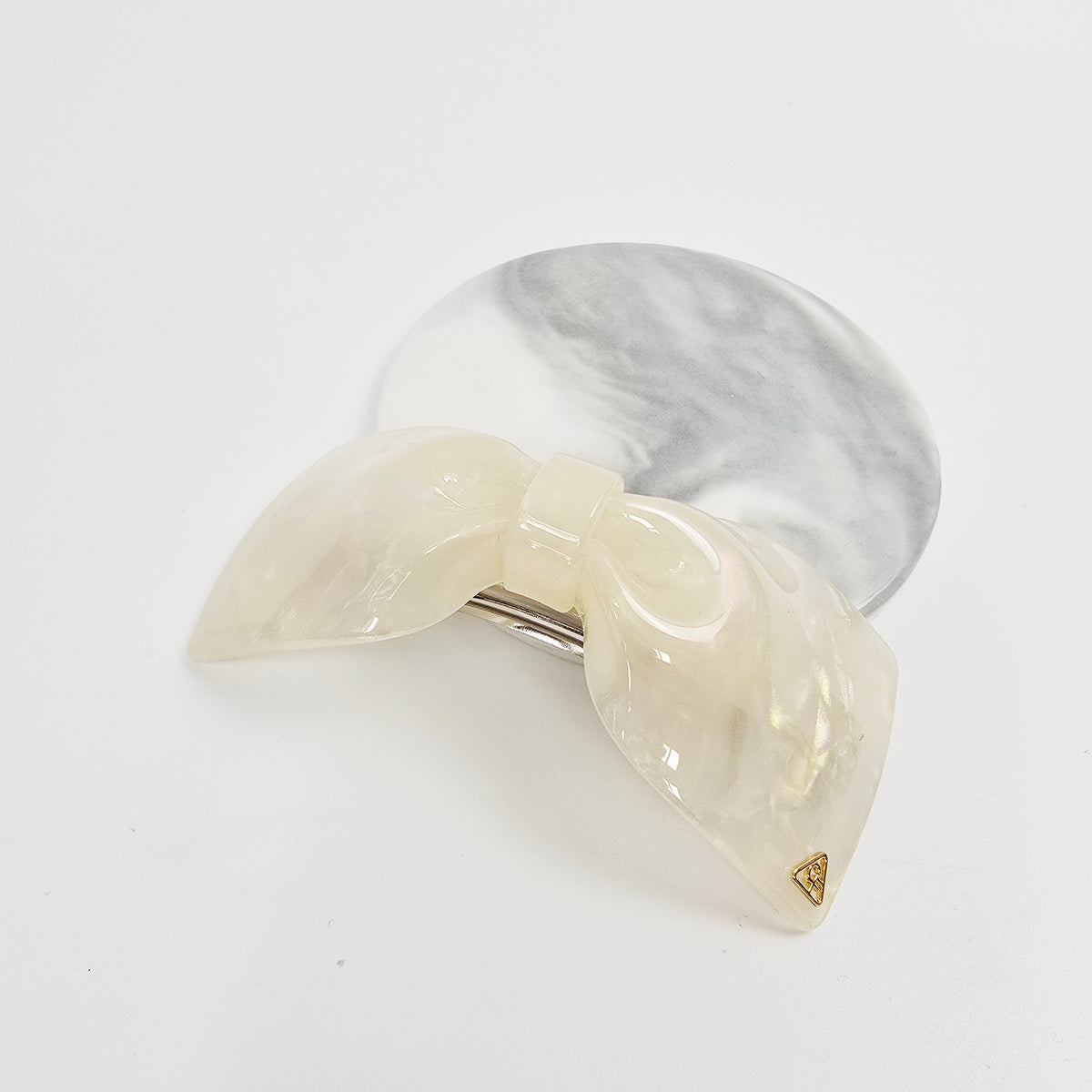 Glassy Big Bow Hair Barrette 3.9 in – Tortoise Shell, Aurora, French Pin