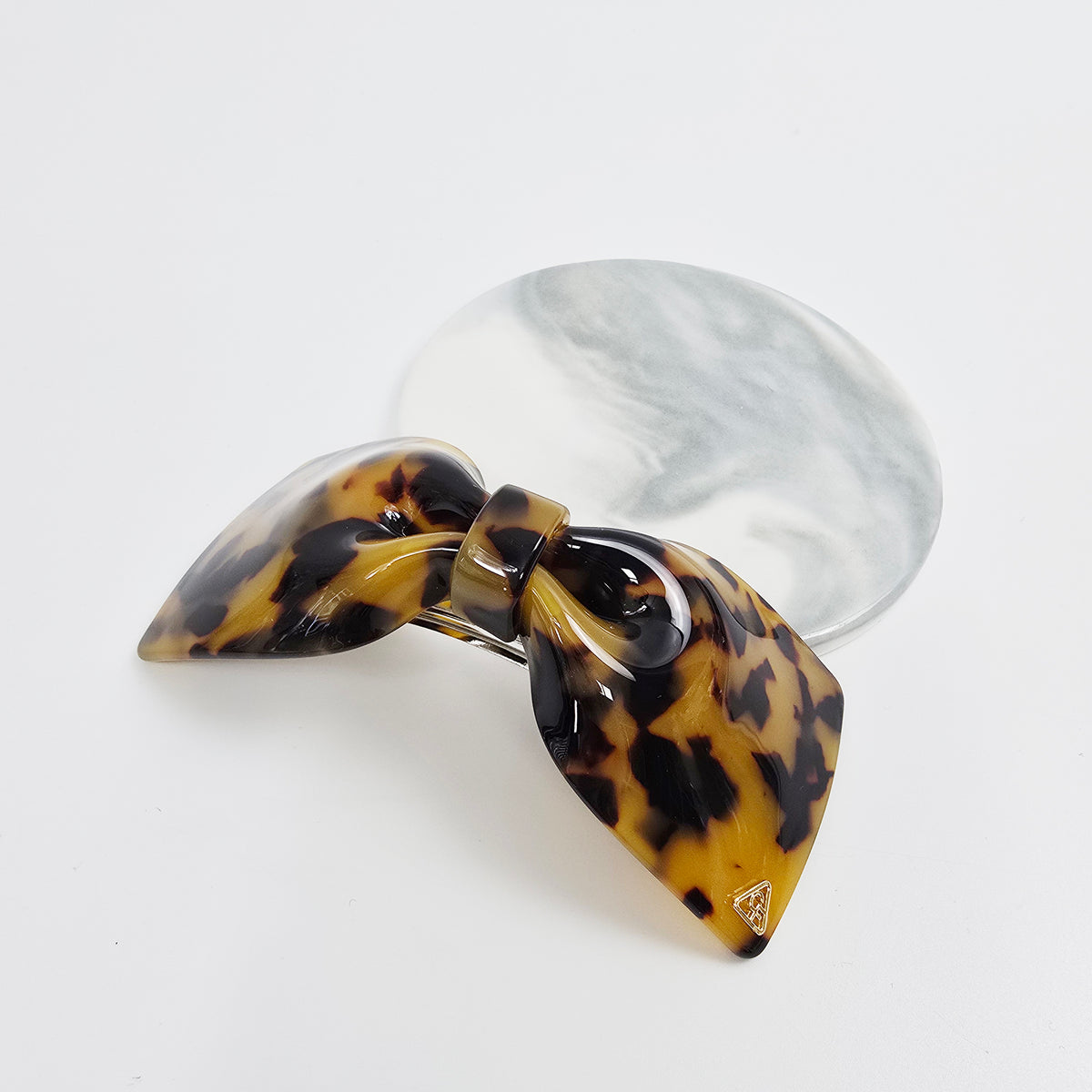 Glassy Big Bow Hair Barrette 3.9 in – Tortoise Shell, Aurora, French Pin