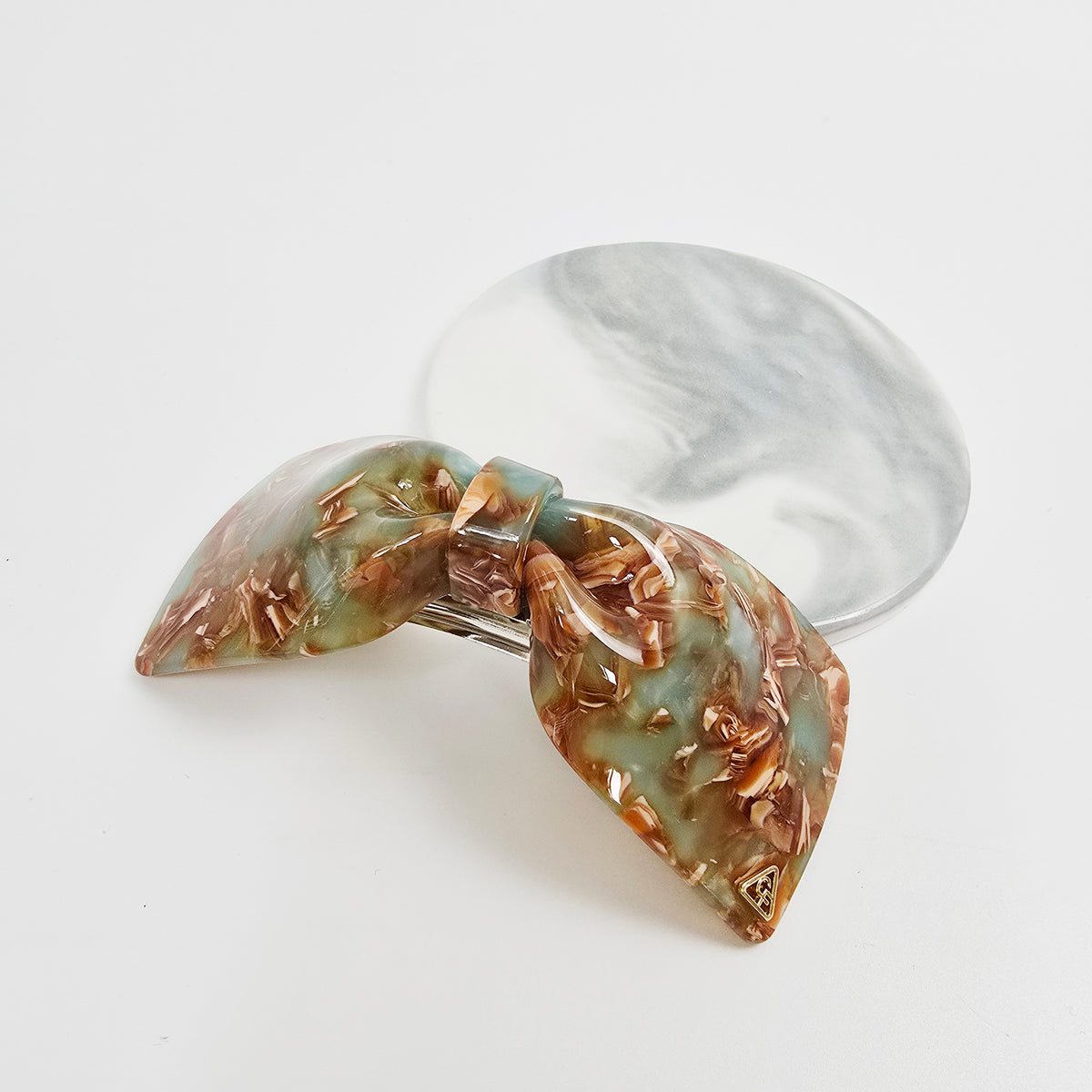 Glassy Big Bow Hair Barrette 3.9 in – Tortoise Shell, Aurora, French Pin