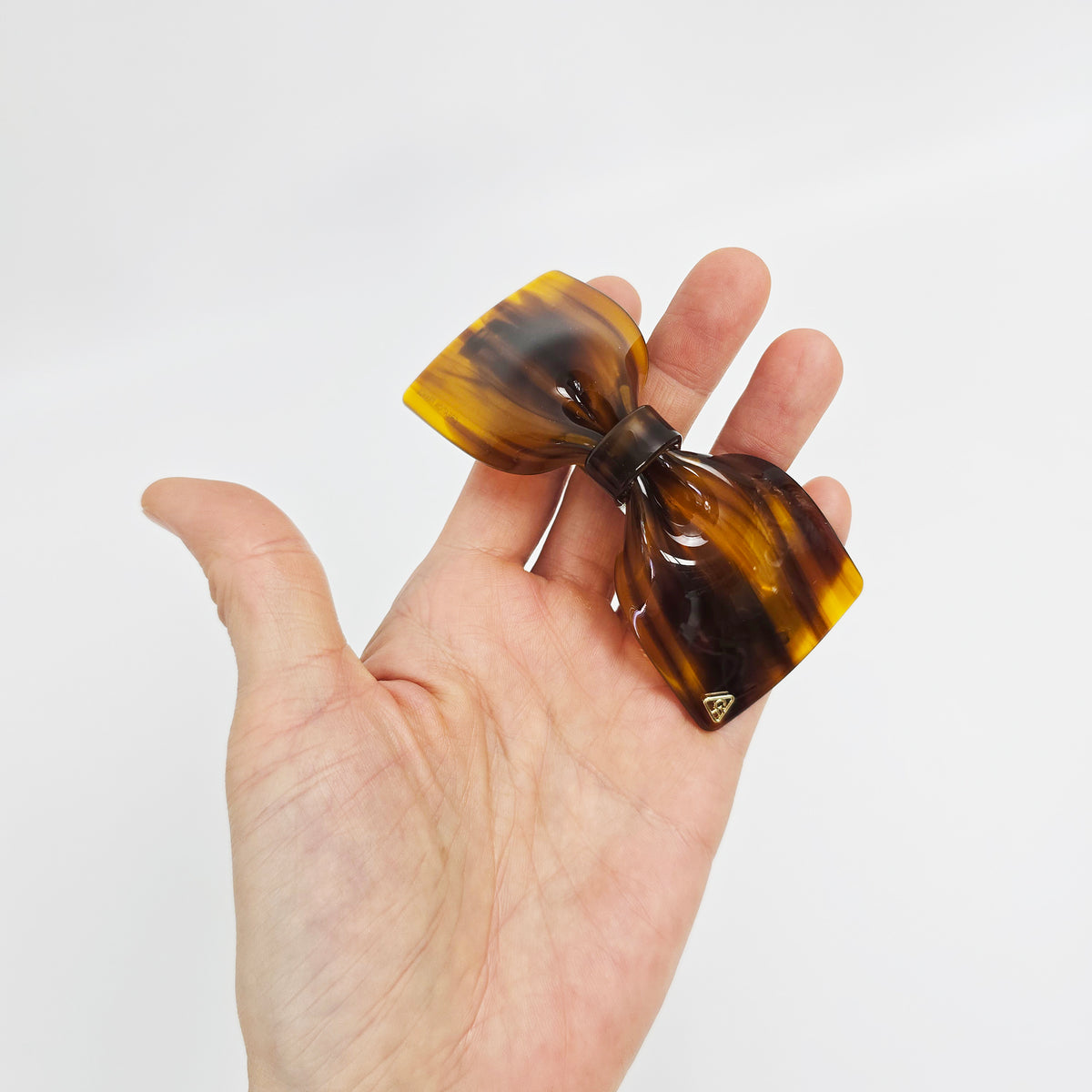 Glassy Big Bow Hair Barrette 3.9 in – Tortoise Shell, Aurora, French Pin