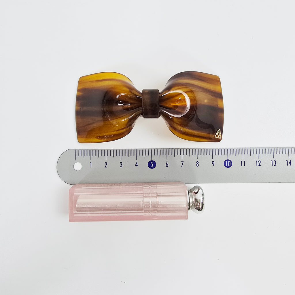 Glassy Big Bow Hair Barrette 3.9 in – Tortoise Shell, Aurora, French Pin