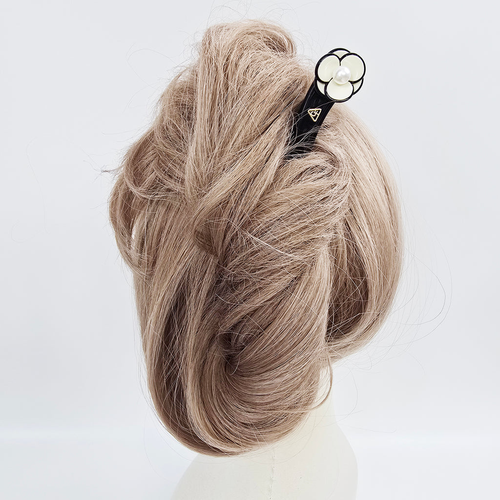 Pansy Pearl Hair Stick 7.1 in – Tortoise Shell, Pastel, French Pin