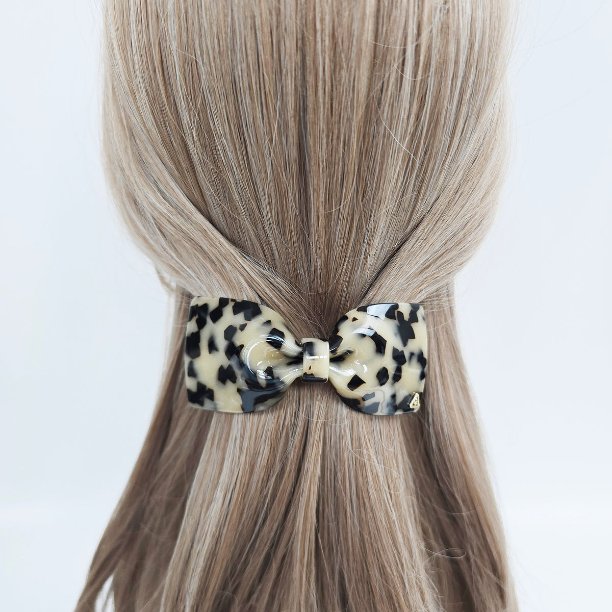 Glassy Big Bow Hair Barrette 3.9 in – Tortoise Shell, Aurora, French Pin