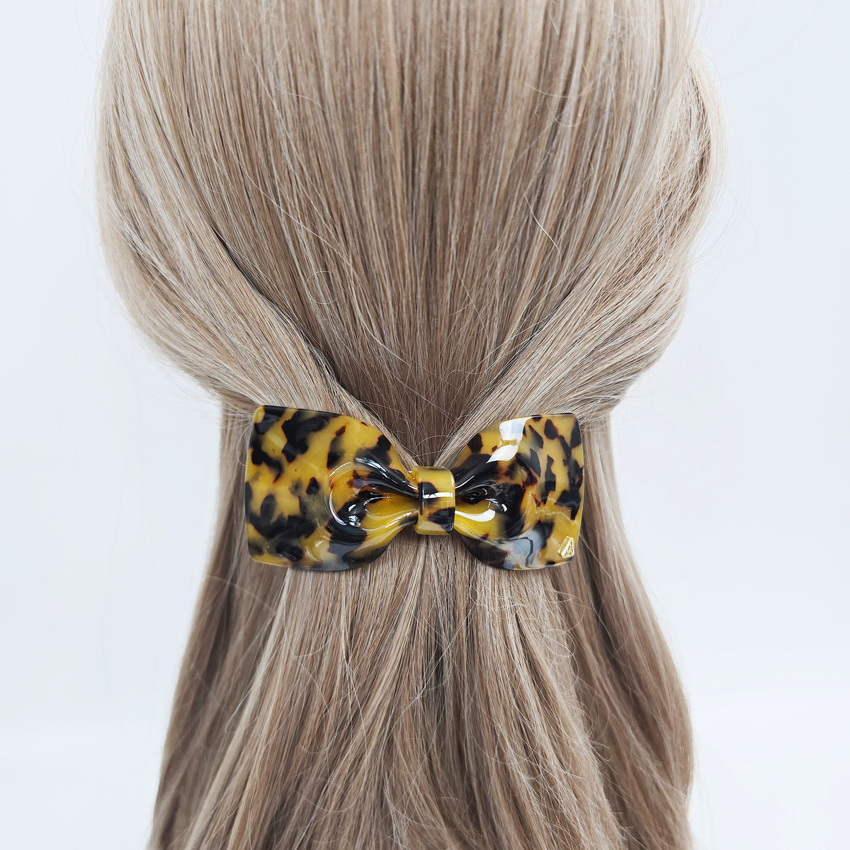 Glassy Big Bow Hair Barrette 3.9 in – Tortoise Shell, Aurora, French Pin