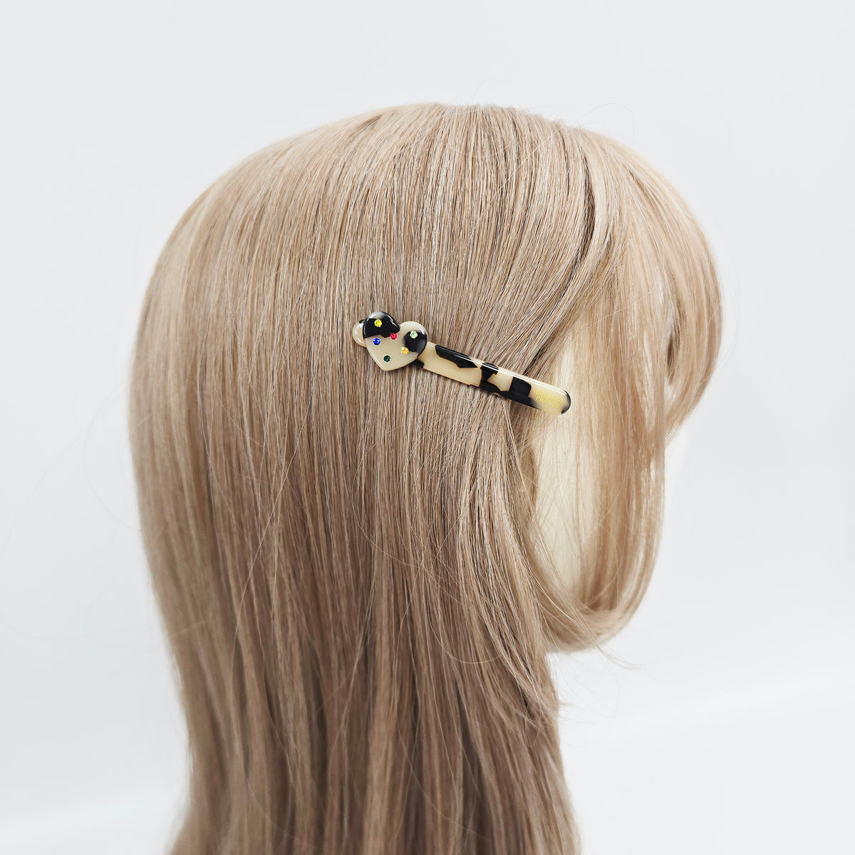 Heart Cubic Small Alligator Hair Clip 2.6 in – Tortoise Shell, French-style