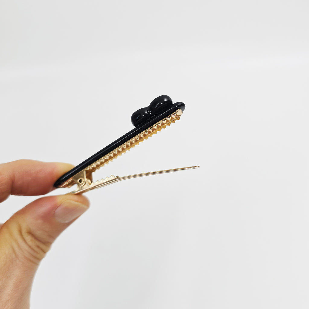 Heart Cubic Small Alligator Hair Clip 2.6 in – Tortoise Shell, French-style