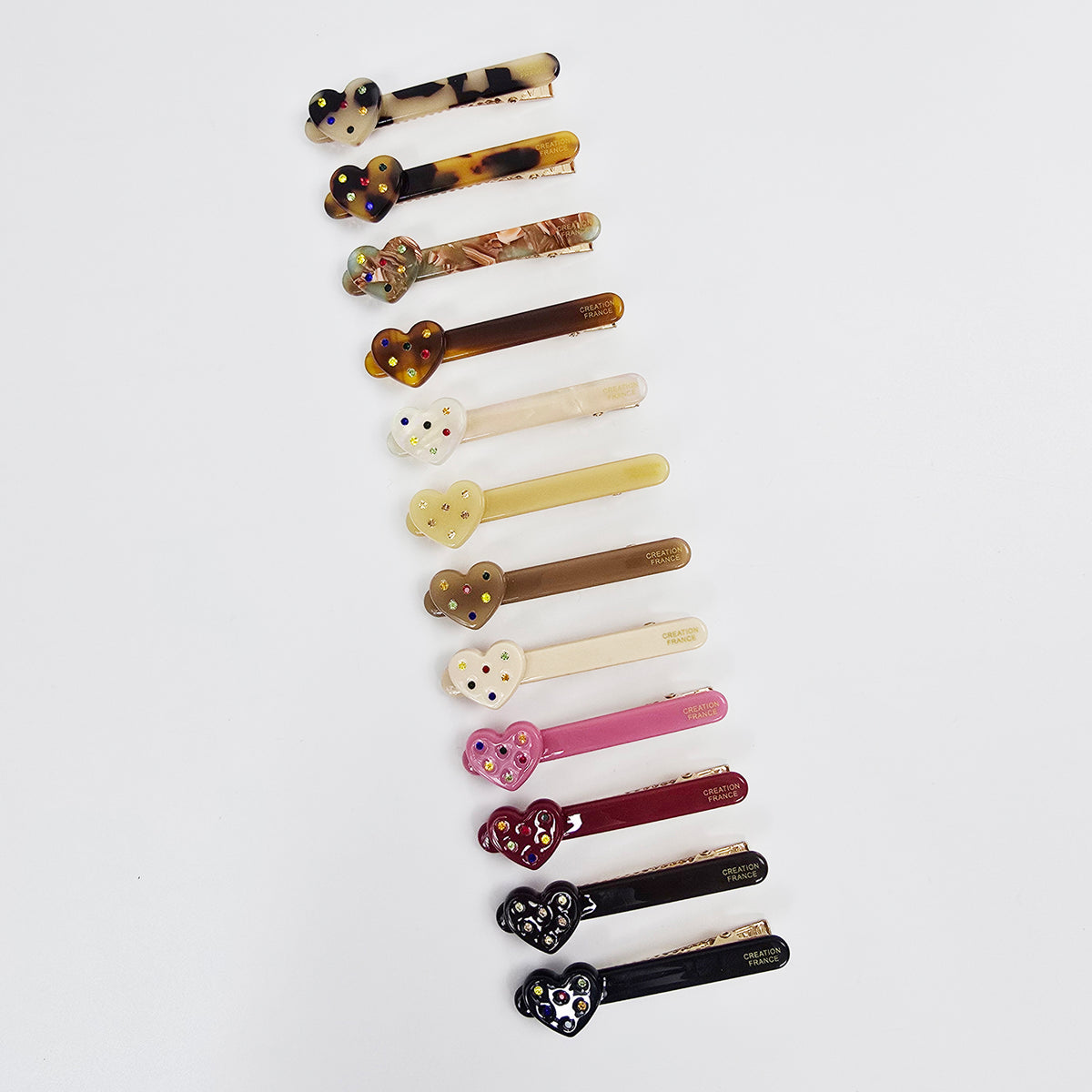 Heart Cubic Small Alligator Hair Clip 2.6 in – Tortoise Shell, French-style