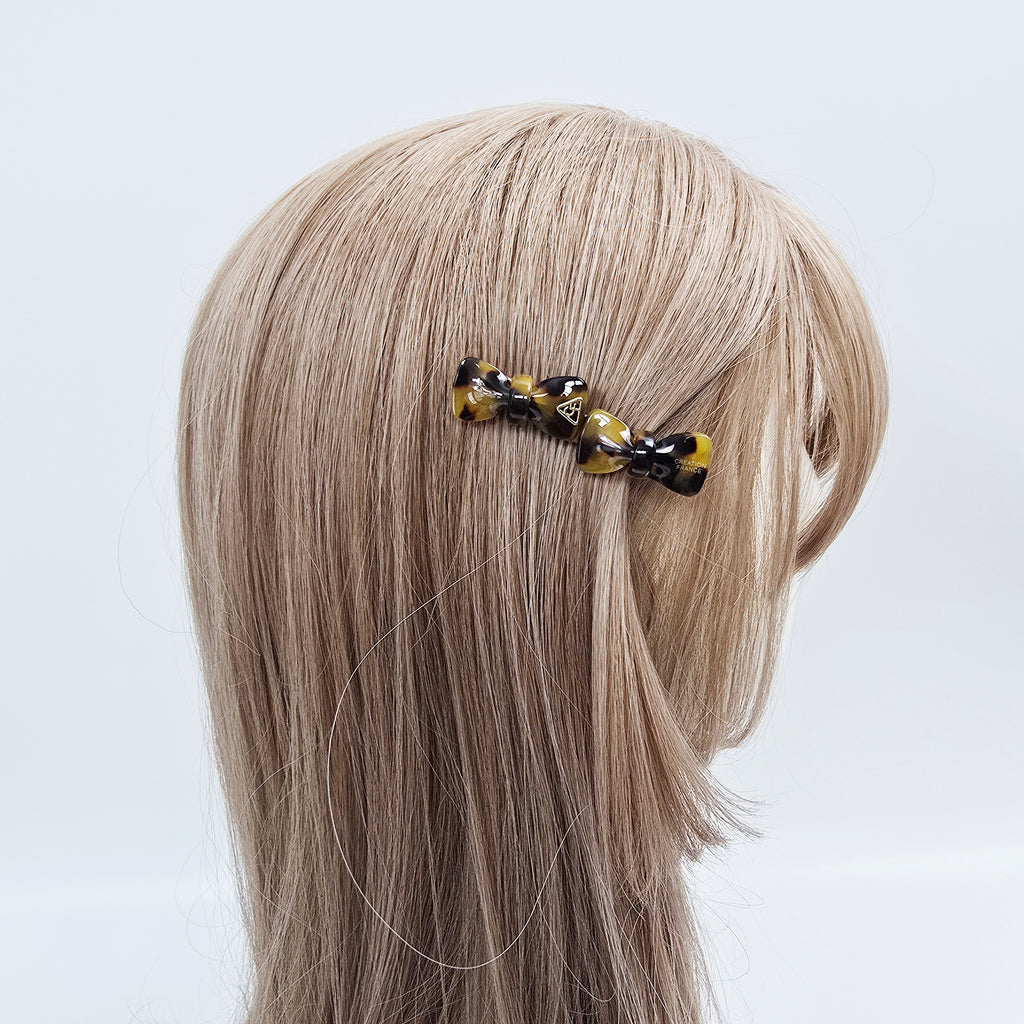 Double Bow Small Alligator Hair Clip 2.6 in – Tortoise Shell, French-style