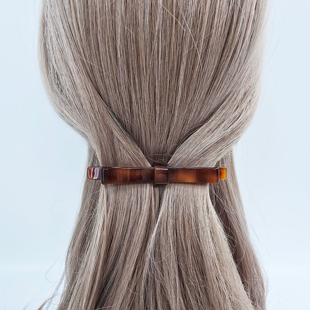 Laurence Long Bow Slim Hair Barrette 4.1 in – Tortoise Shell, French Pin