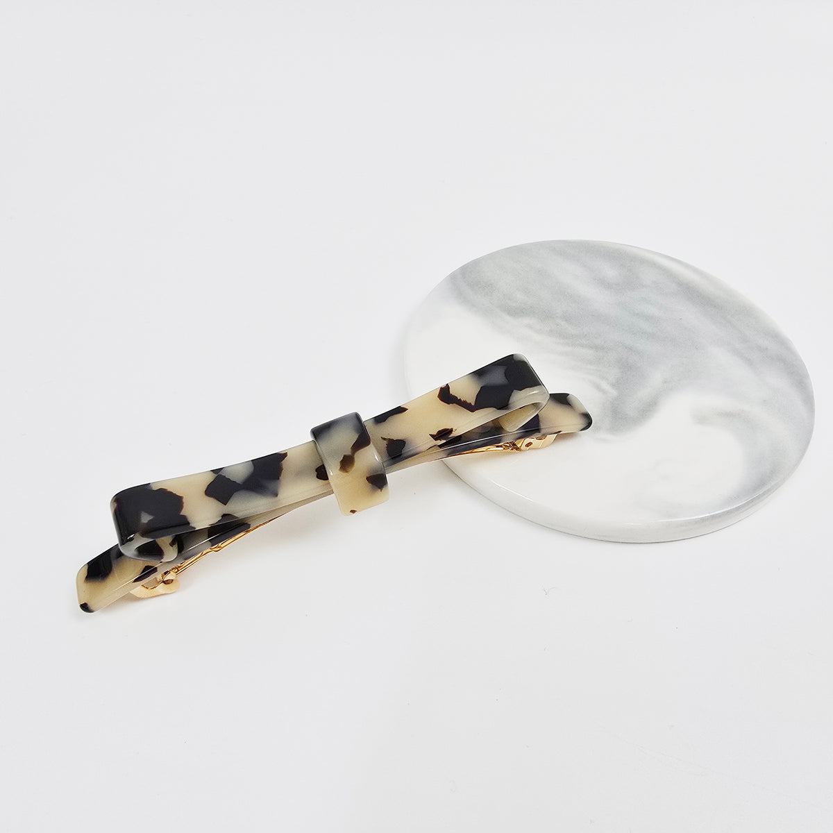 Laurence Long Bow Slim Hair Barrette 4.1 in – Tortoise Shell, French Pin