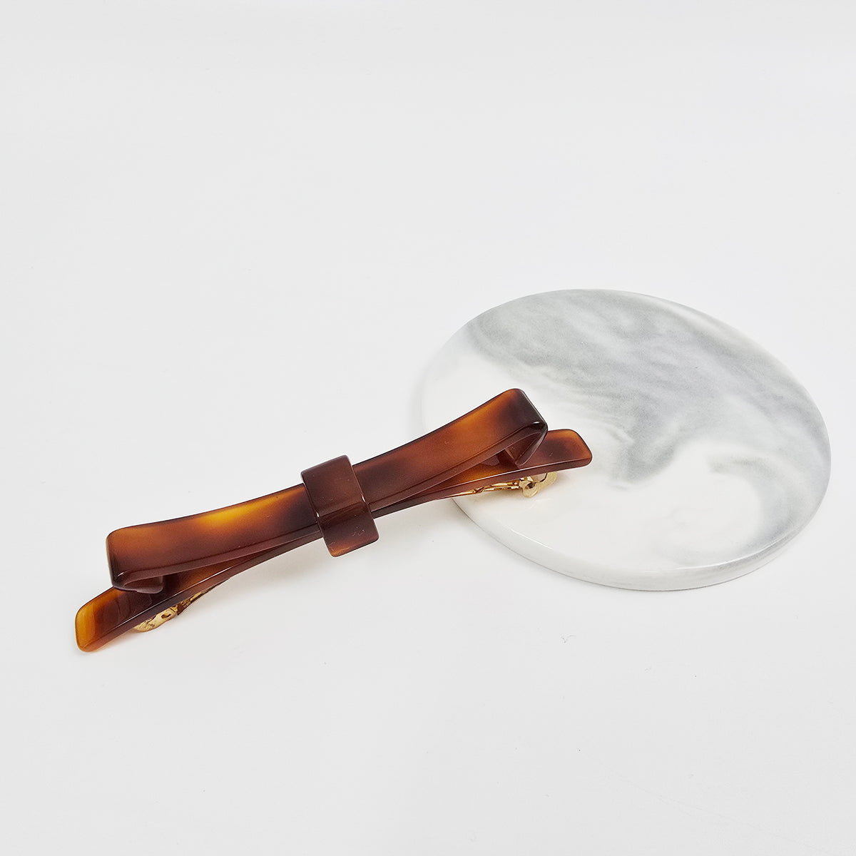 Laurence Long Bow Slim Hair Barrette 4.1 in – Tortoise Shell, French Pin