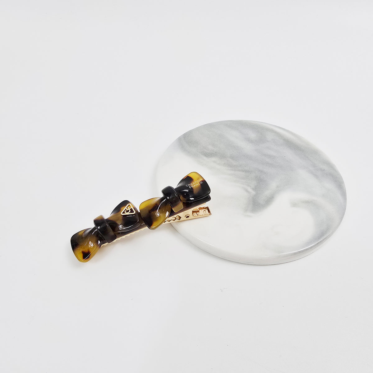 Double Bow Small Alligator Hair Clip 2.6 in – Tortoise Shell, French-style