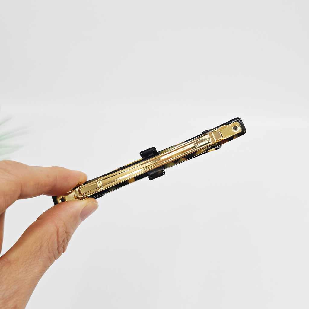 Laurence Long Bow Slim Hair Barrette 4.1 in – Tortoise Shell, French Pin