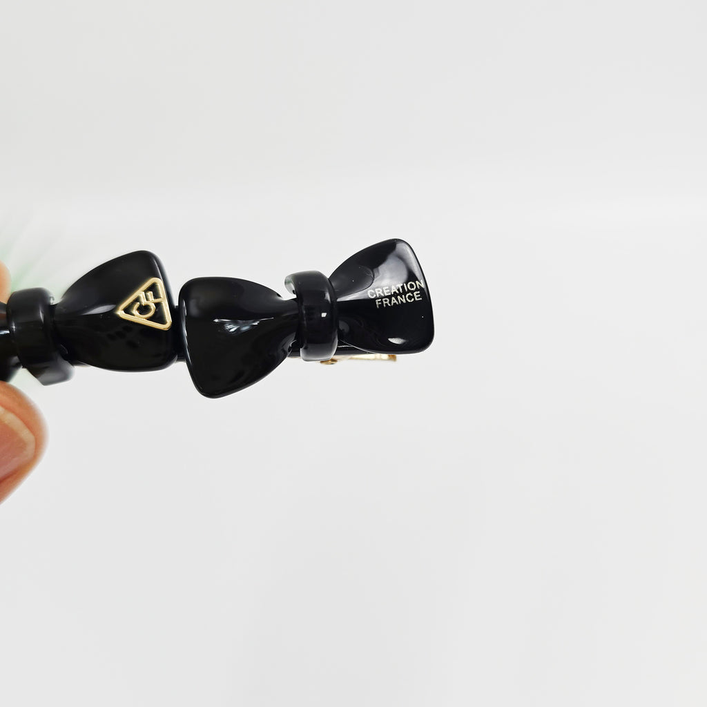 Double Bow Small Alligator Hair Clip 2.6 in – Tortoise Shell, French-style
