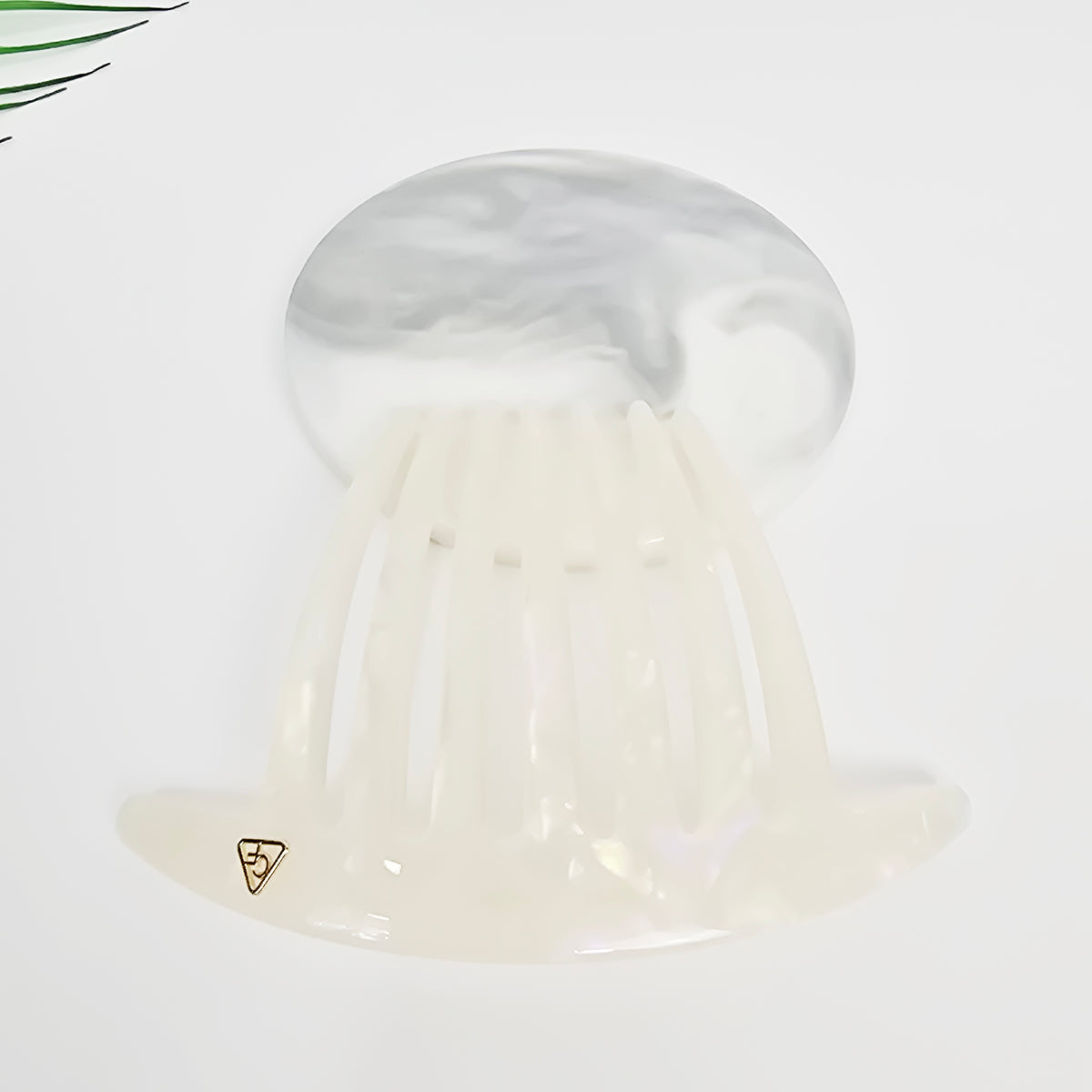 Arched Logo Long Leg Hair Comb Pin 4.3 in – 2 Aurora White